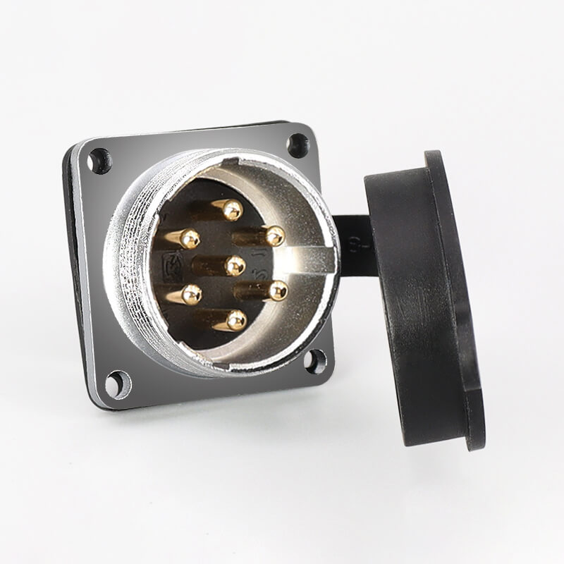 Elecbee 7 Pin TP28 Circular Female Plug and Male Socket with 4 Hole Square Flange Wire Cable Connector